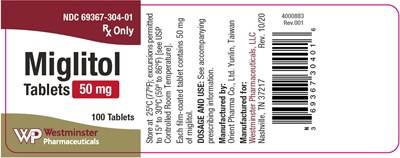 50 mg Tablet Bottle Label (4000883 Miglitol 50mg (wp)(v.1) 201028 For Elisting)